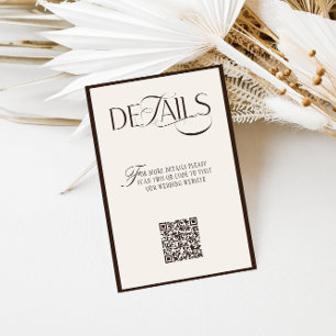 Carte D'accompagnement Détails de mariage Brun Expresso Vieille Fortune