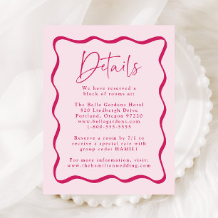 Carte D'accompagnement Détails de Mariage Cadre Ondulé Rose Moderne