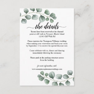 Carte D'accompagnement Détails de mariage calligraphie eucalyptus verdure