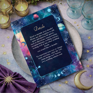 Carte D'accompagnement Détails de mariage céleste de phase de lune de gal