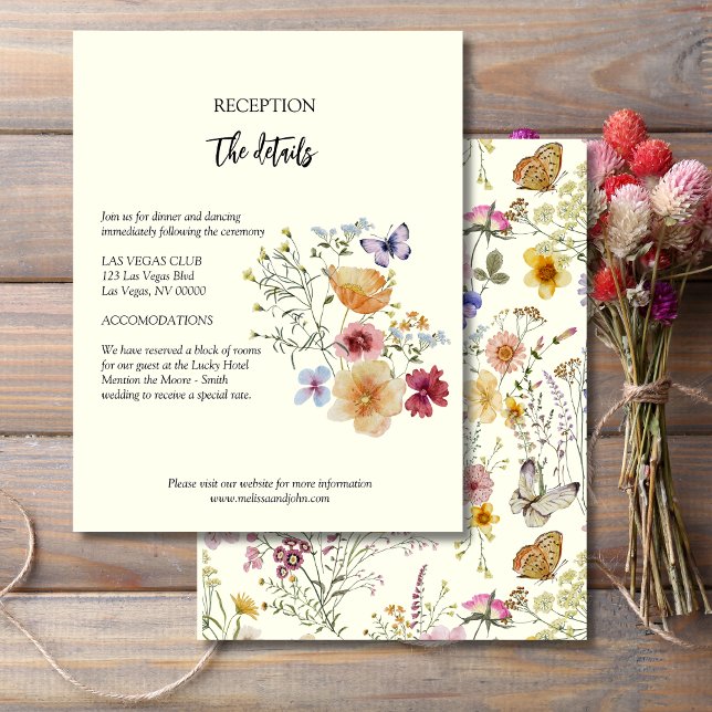 Carte D'accompagnement Détails de mariage champêtre bohème aux fleurs sau (Créateur téléchargé)