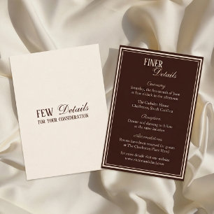 Carte D'accompagnement Détails de mariage chic espresso brun argent ancie