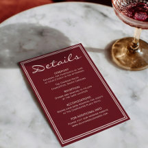 Détails de mariage chic et profonds rouge crème