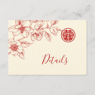 Carte D'accompagnement Détails de mariage chinois Magnolia Cream