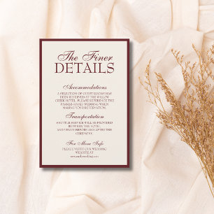 Carte D'accompagnement Détails de mariage classique à l'argent ancien crè