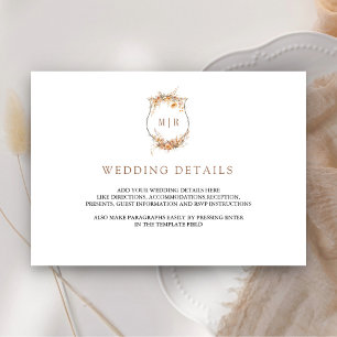 Carte D'accompagnement Détails de mariage Crête de fleur sauvage d'automn