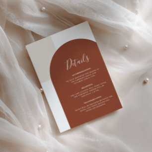 Carte D'accompagnement Détails de mariage d'arche bohème en terre cuite o