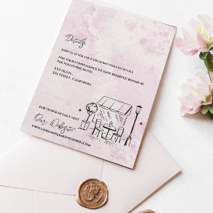 Carte D'accompagnement Détails de mariage de café romantique esquisse ros