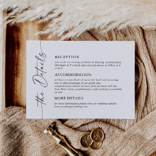 Carte D'accompagnement Détails de mariage de calligraphie minimaliste élé