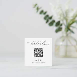 Carte D'accompagnement Détails de mariage de code QR simple et élégant