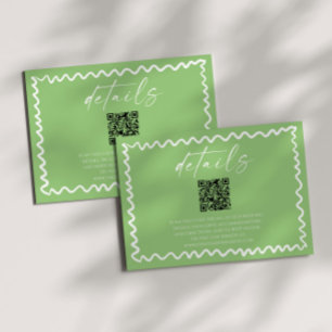Carte D'accompagnement Détails de mariage de code QR vert Citrus Capriceu