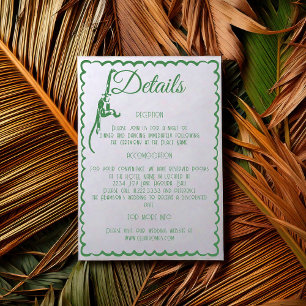 Carte D'accompagnement Détails de mariage de destination rétro côtier tro