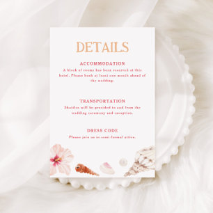 Carte D'accompagnement Détails de mariage de destination tropicale