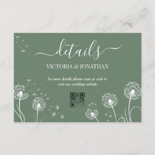 Carte D'accompagnement Détails de mariage de fleur de prairie simple vert