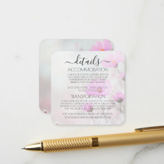 Carte D'accompagnement Détails de mariage de fleurs roses simples personn