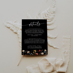Carte D'accompagnement Détails de mariage de fleurs sauvages multicolores