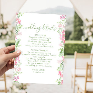 Carte D'accompagnement Détails de mariage de jardin de verdure florale ro