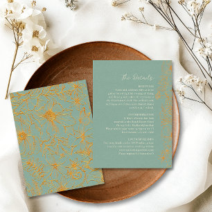 Carte D'accompagnement Détails de mariage de jardin floral vert sauge et 