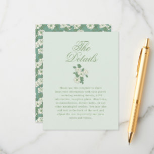Carte D'accompagnement Détails de mariage de jardin vert sauge en chinois