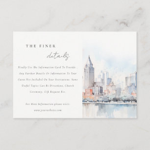 Carte D'accompagnement Détails de mariage de paysage aquarelle de Détroit