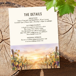 Carte D'accompagnement Détails de mariage de paysage de vignoble au couch