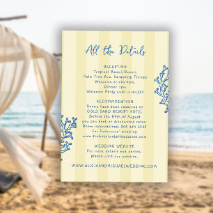 Carte D'accompagnement Détails de mariage de plage rayés rétro fantaisist