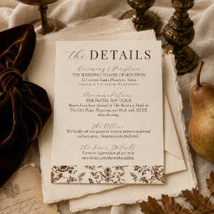 Carte D'accompagnement Détails de mariage de récolte patrimoniale