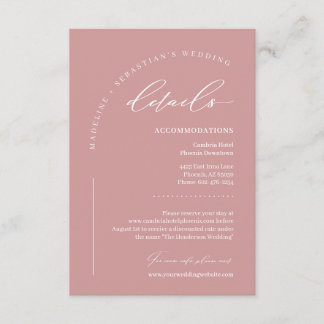 Carte D'accompagnement Détails de mariage de rose fardée rose poussiéreux