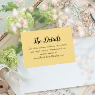 Carte D'accompagnement Détails de mariage de style simple jaune beurre