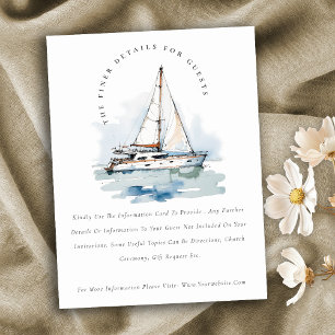Carte D'accompagnement Détails de mariage de yacht de voilier de paysage 