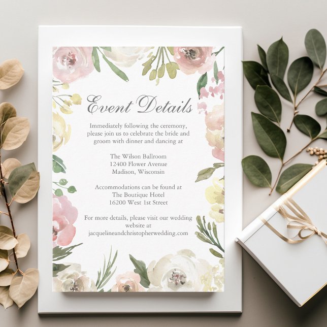 Carte D'accompagnement Détails de mariage d'été floral élégant (Créateur téléchargé)