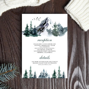 Carte D'accompagnement Détails de mariage d'hiver en forêt de montagne ru
