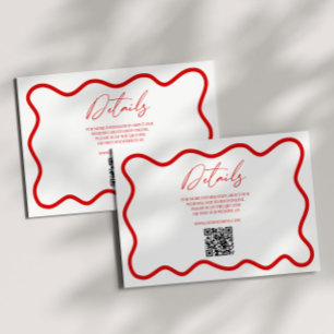 Carte D'accompagnement Détails de mariage élégant à bordure ondulée rouge