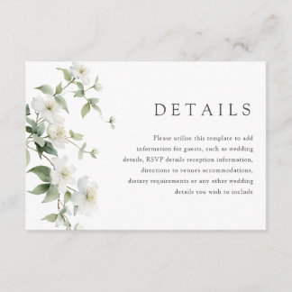 Carte D'accompagnement Détails de mariage élégant avec fleurs sauvages bo