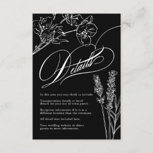 Carte D'accompagnement Détails de mariage élégant gothique aux fleurs sau