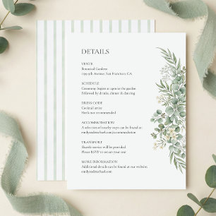 Carte D'accompagnement Détails de mariage élégants à l'eucalyptus botaniq