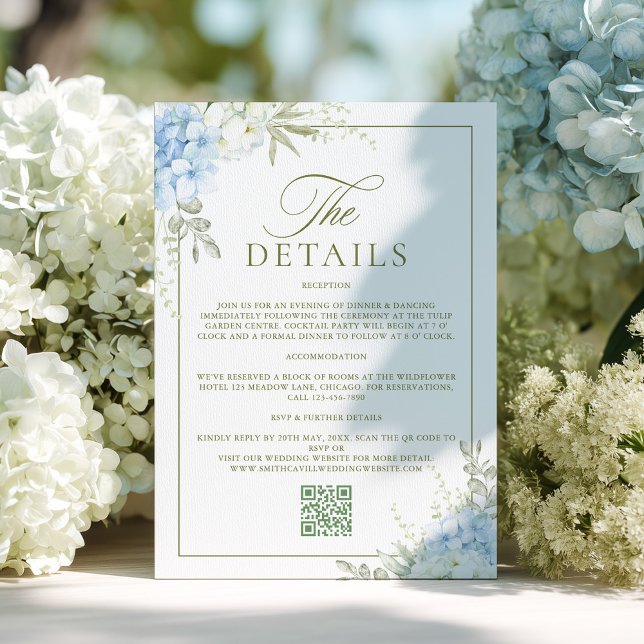 Carte D'accompagnement Détails de mariage élégants à l'hortensia (Créateur téléchargé)