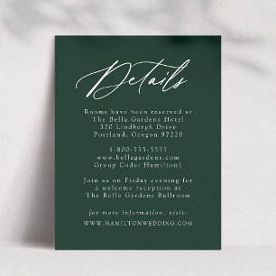 Carte D'accompagnement Détails de mariage élégants calligraphiés en vert