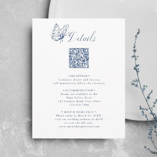 Carte D'accompagnement Détails de mariage élégants en calligraphie Bleu P