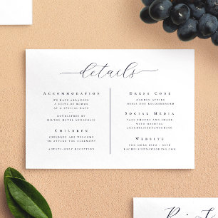 Carte D'accompagnement Détails de mariage élégants en écriture minimalist