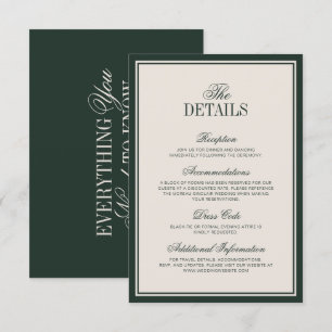 Carte D'accompagnement Détails de mariage élégants et classe en vert émer
