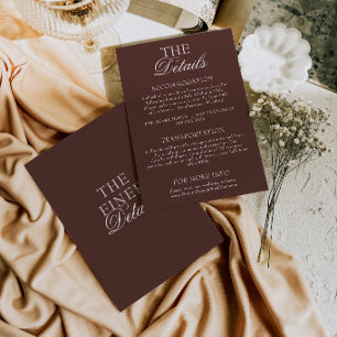 Carte D'accompagnement Détails de mariage en brun chocolat classe et viei