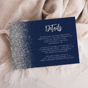 Carte D'accompagnement Détails de mariage en écriture Navy Blue avec pail