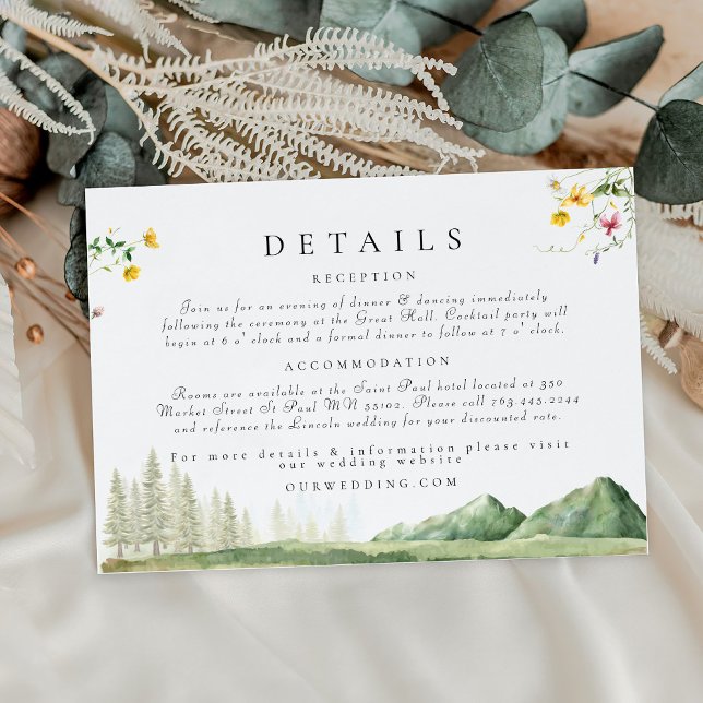 Carte D'accompagnement Détails de mariage en montagne dans une forêt de f (Créateur téléchargé)