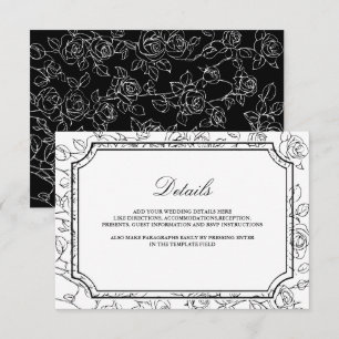 Carte D'accompagnement Détails de mariage en noir et blanc de style victo