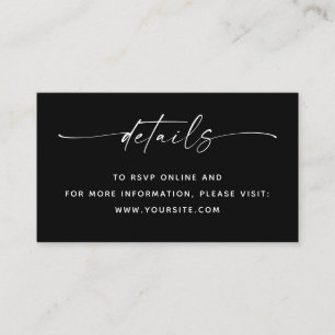 Carte D'accompagnement Détails de mariage en noir et blanc + QR Code   Mi
