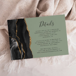 Carte D'accompagnement Détails de mariage en vert sauge de l'agate noire 