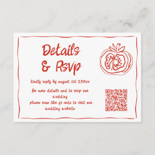 Carte D'accompagnement Détails de mariage et RSVP à main levée bleu rouge