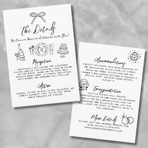 Carte D'accompagnement Détails de mariage fantaisistes dessinés à la main