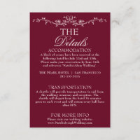 Détails de mariage fleuris rouge foncé fantaisie e